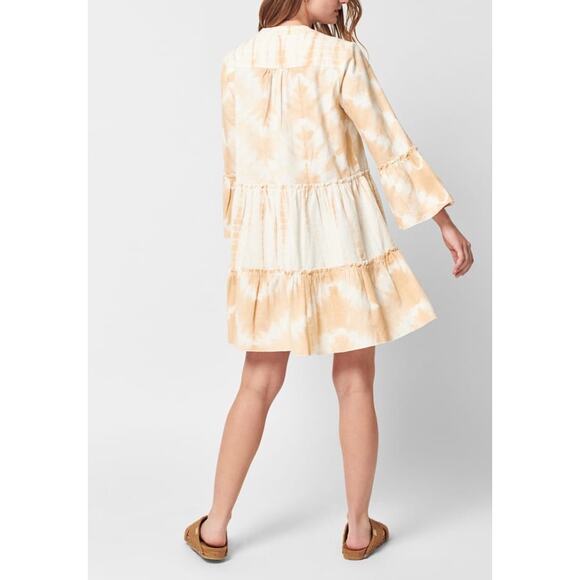 FAHERTY Vida Tie Dye Tiered Dress Maple Sugar Size Large EUC Organic Cotton $278 - Picture 4 of 10